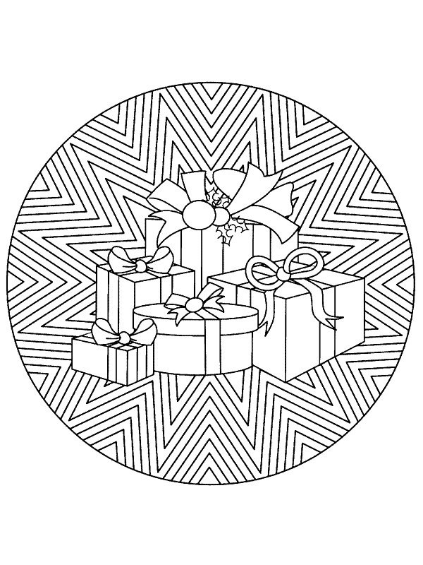 Flower In Christmas Mandala Coloring Page