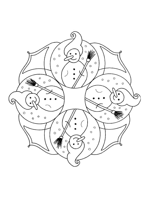 Christmas Mandala For Kid Coloring Page