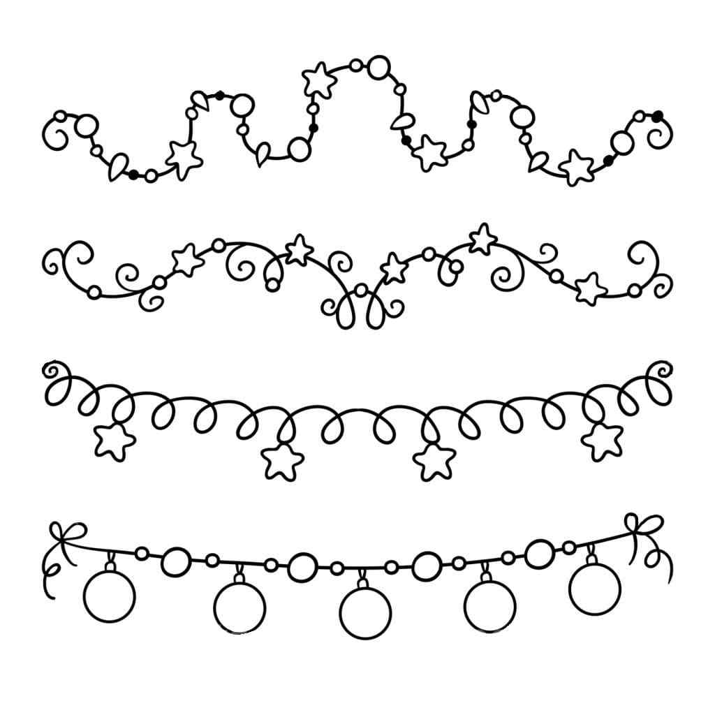 New Christmas Garland For Kid Coloring Page