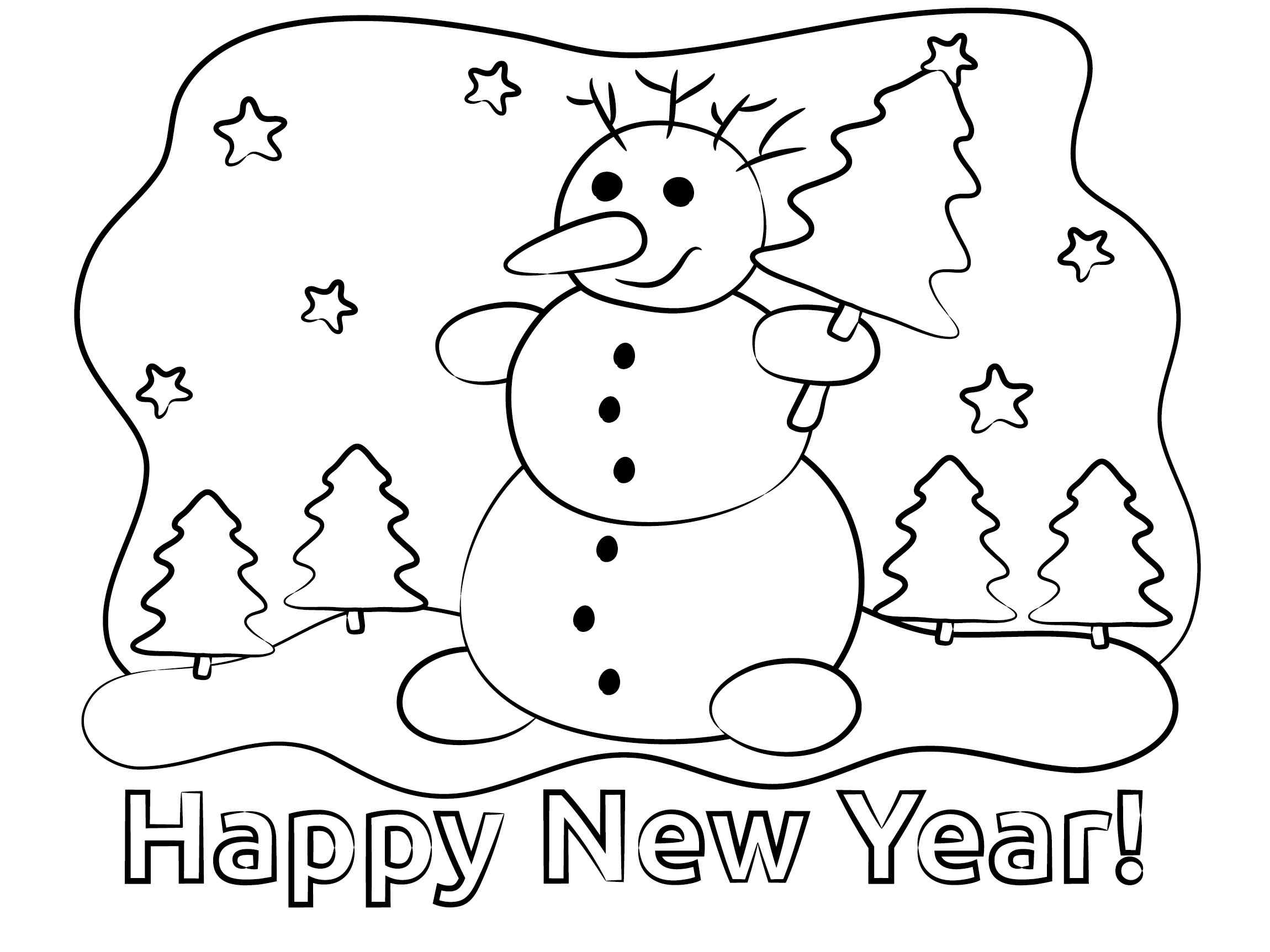 Olaf In New Year Coloring Page