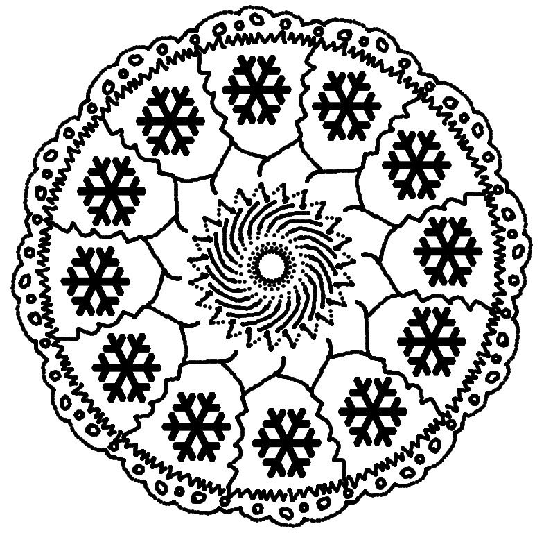 Nicest Christmas Mandala For New Year Coloring Page