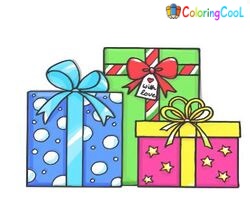 6 Easy Steps Creating Christmas Gifts drawing – How To Draw Christmas Gifts Coloring Page