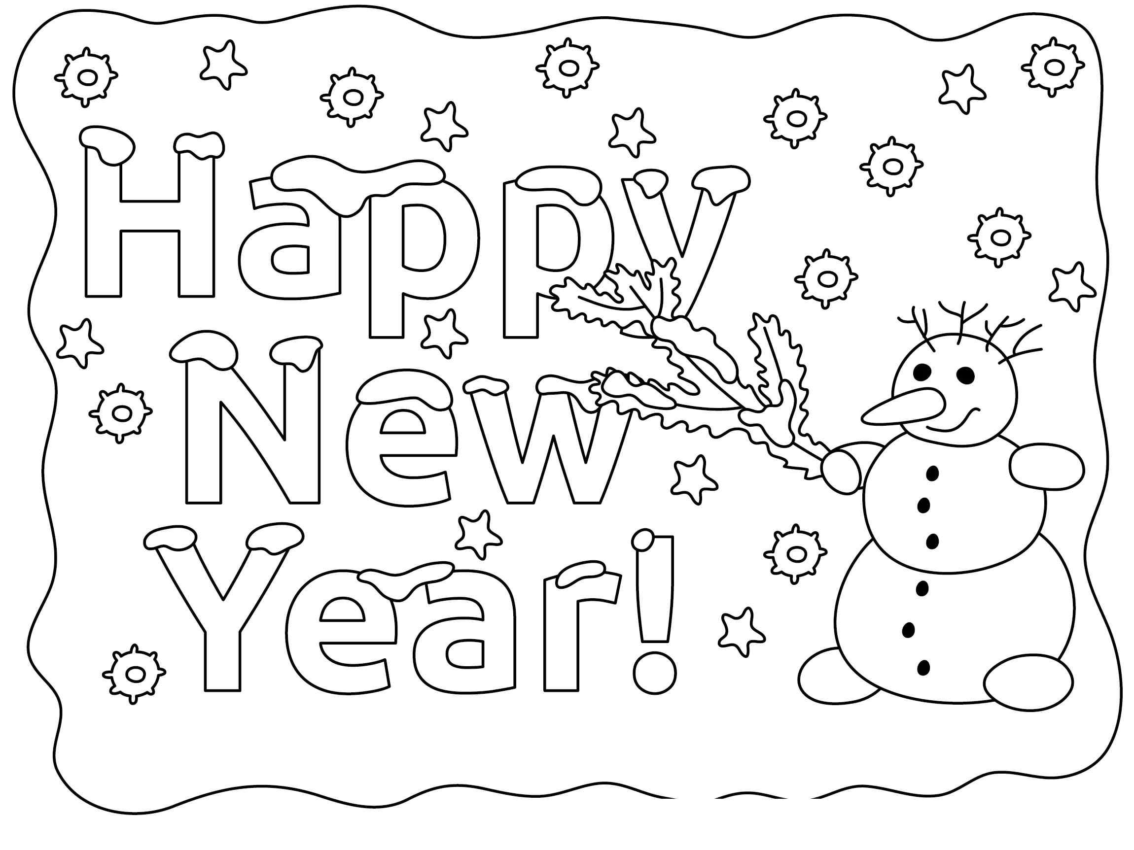 Snowman For New Year Coloring Page