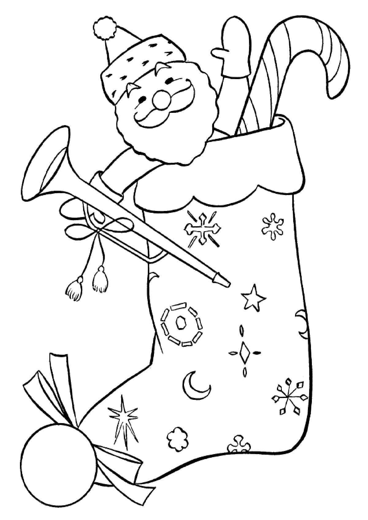Gifts Are Hidden In A Christmas Socks Coloring Page