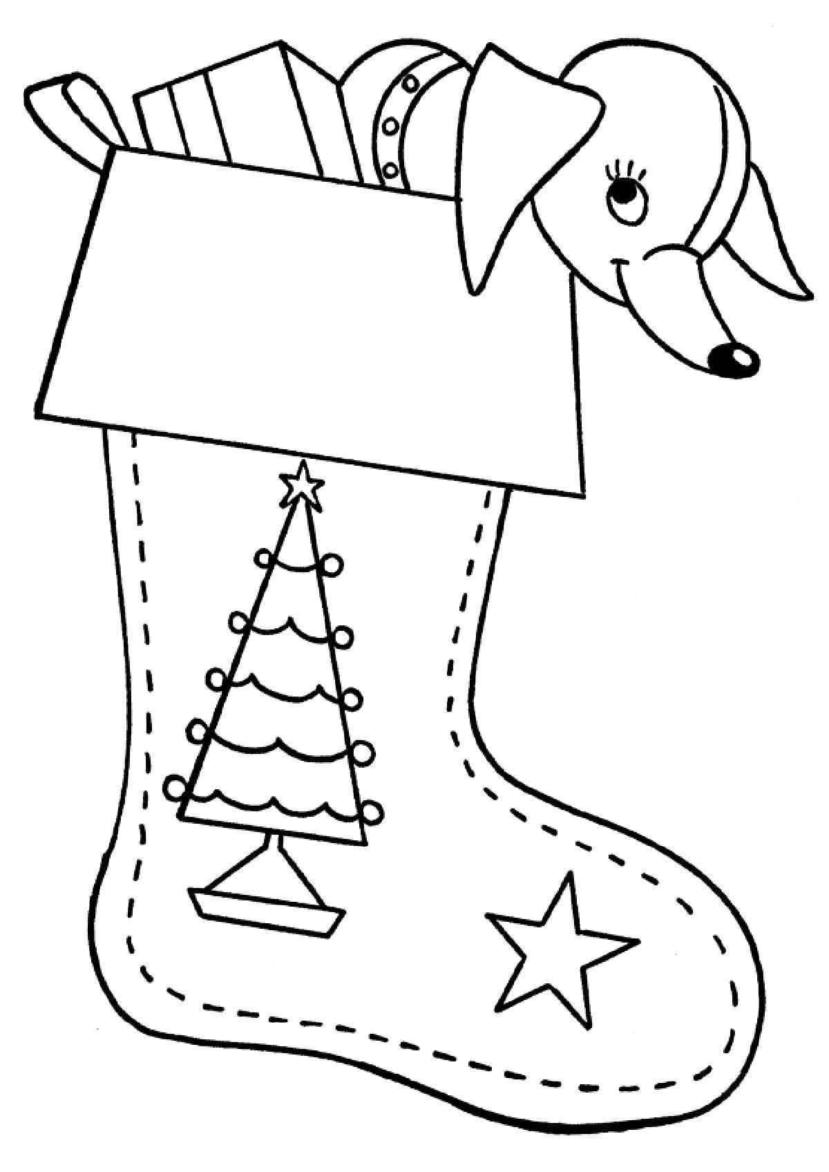 Toy Is Sticking Out Of The Christmas Sock Coloring Page