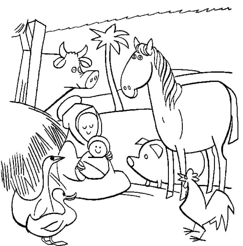 God Shows The Baby To The Cattle Coloring Page
