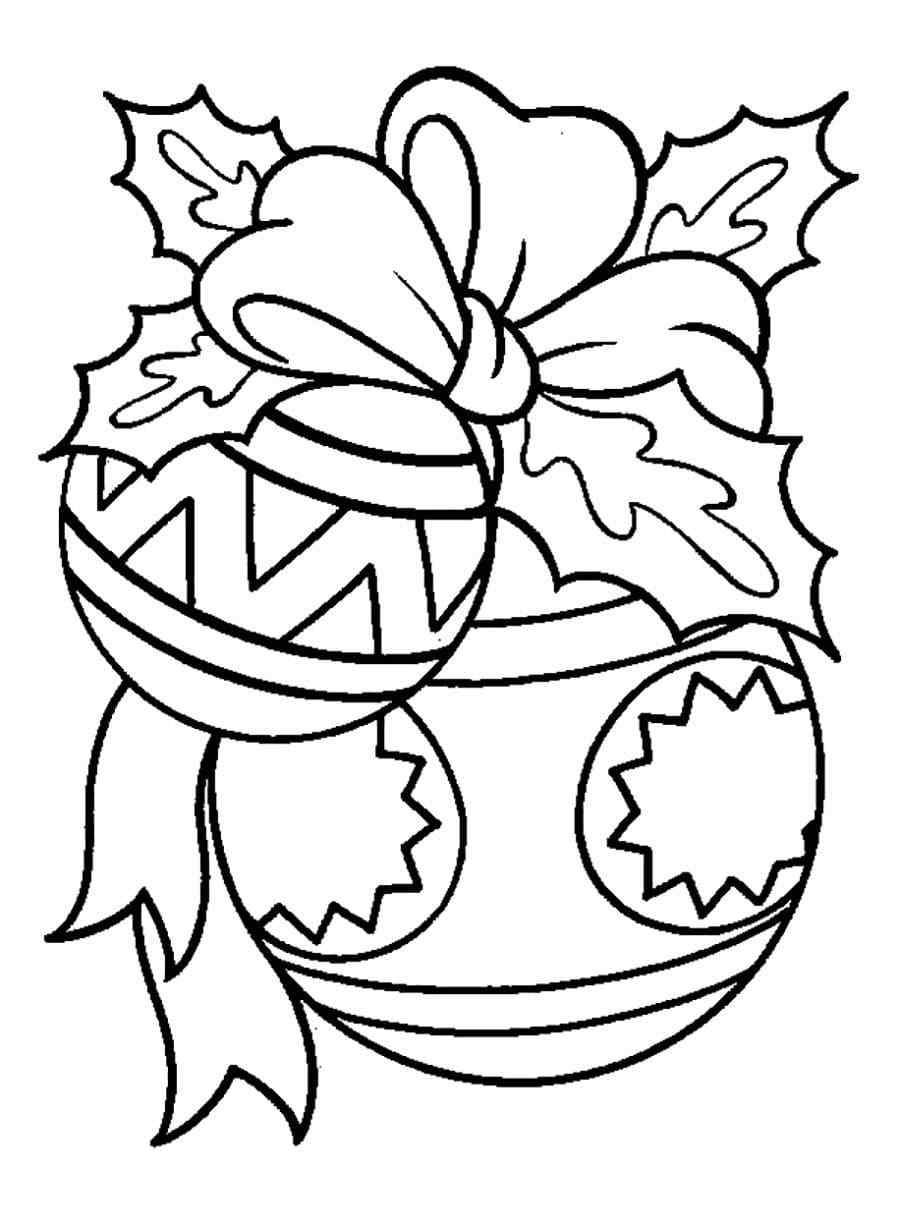 Two Christmas Balls Flaunt Under The Bow Coloring Page