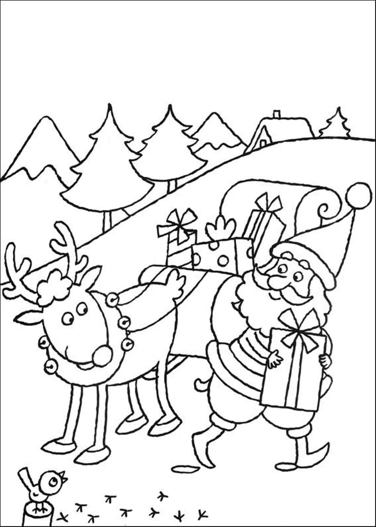 Deer Obediently Waits For Him Coloring Page