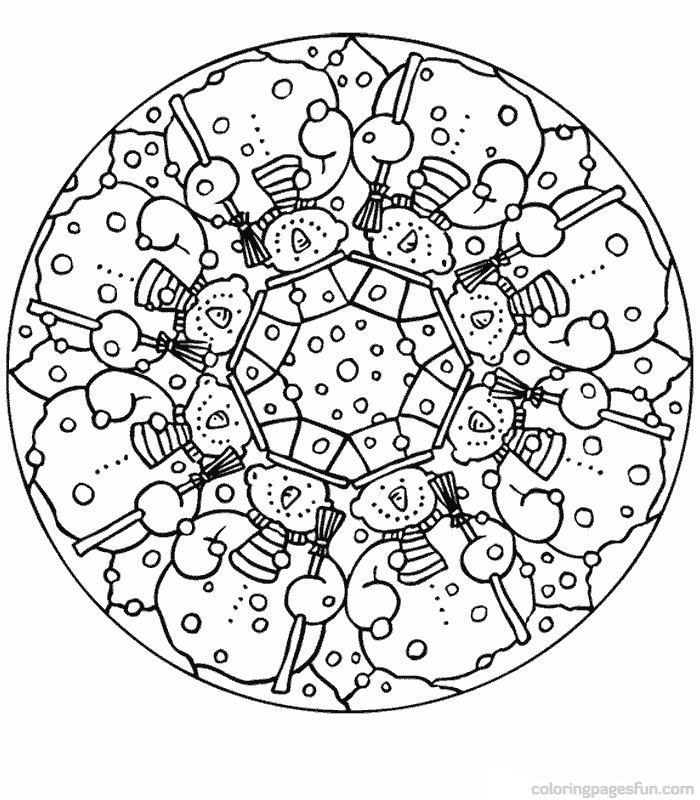 Christmas Mandala For Kid Coloring Page