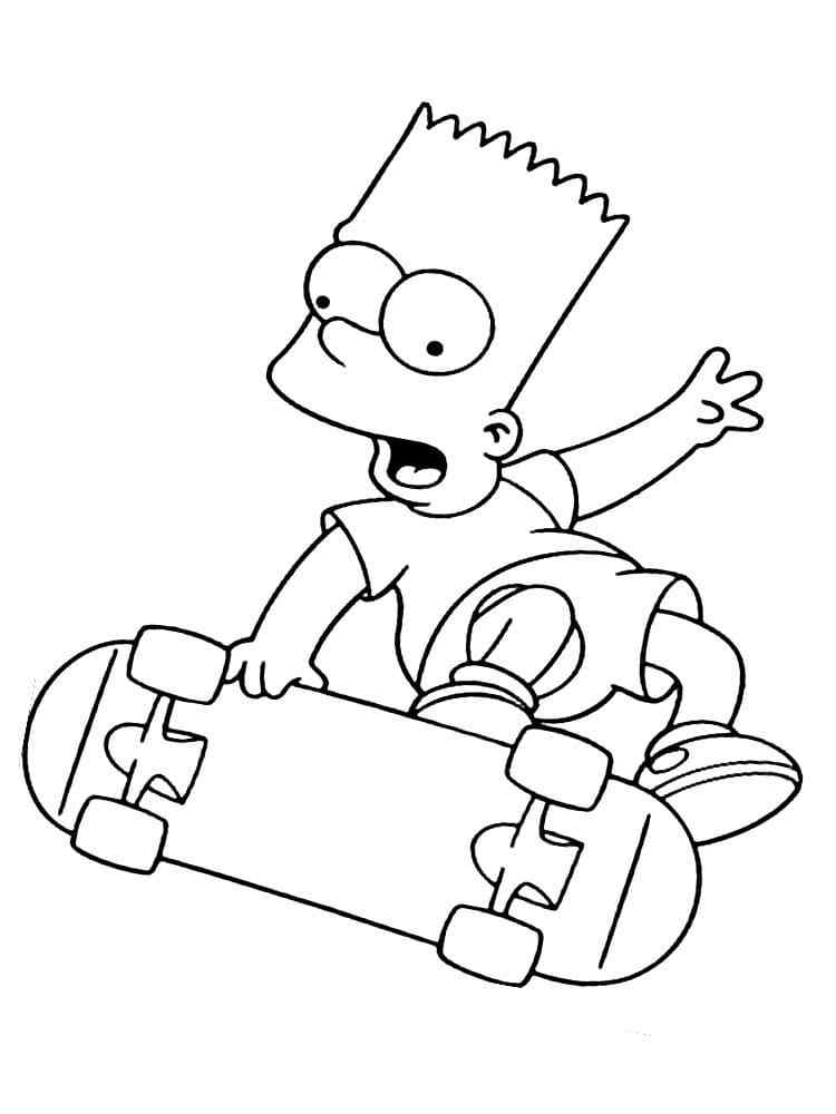 Bart Simpson Loves To Skateboard Coloring Page