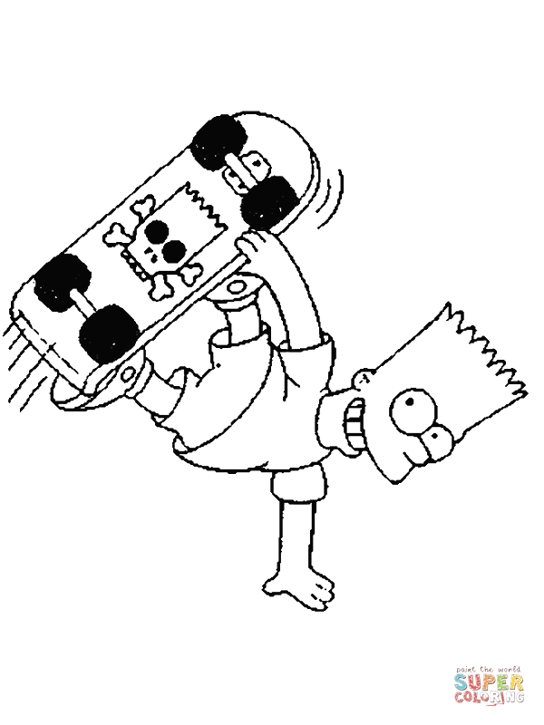 Bart On Skateboard Coloring Page