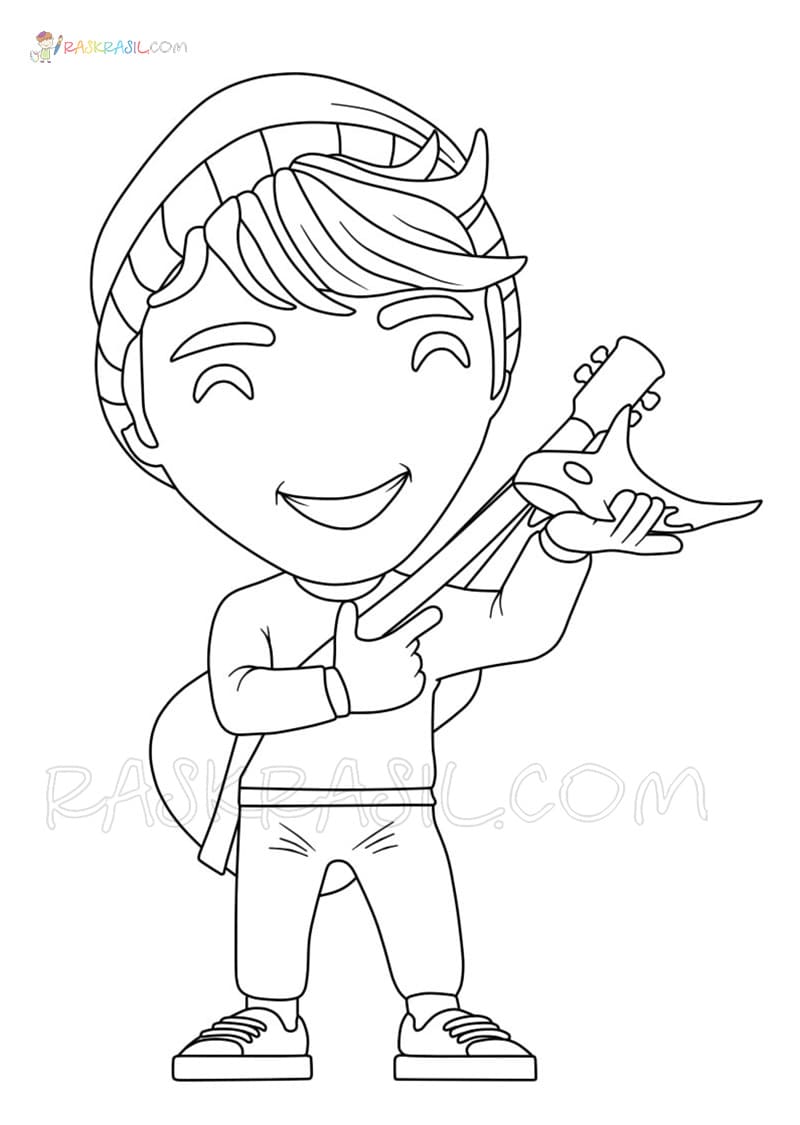 Cheerful Team Character Coloring Page