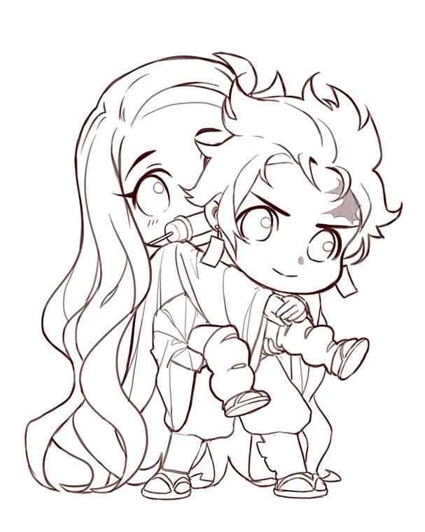Chibi Nezuko With Her Little Brother