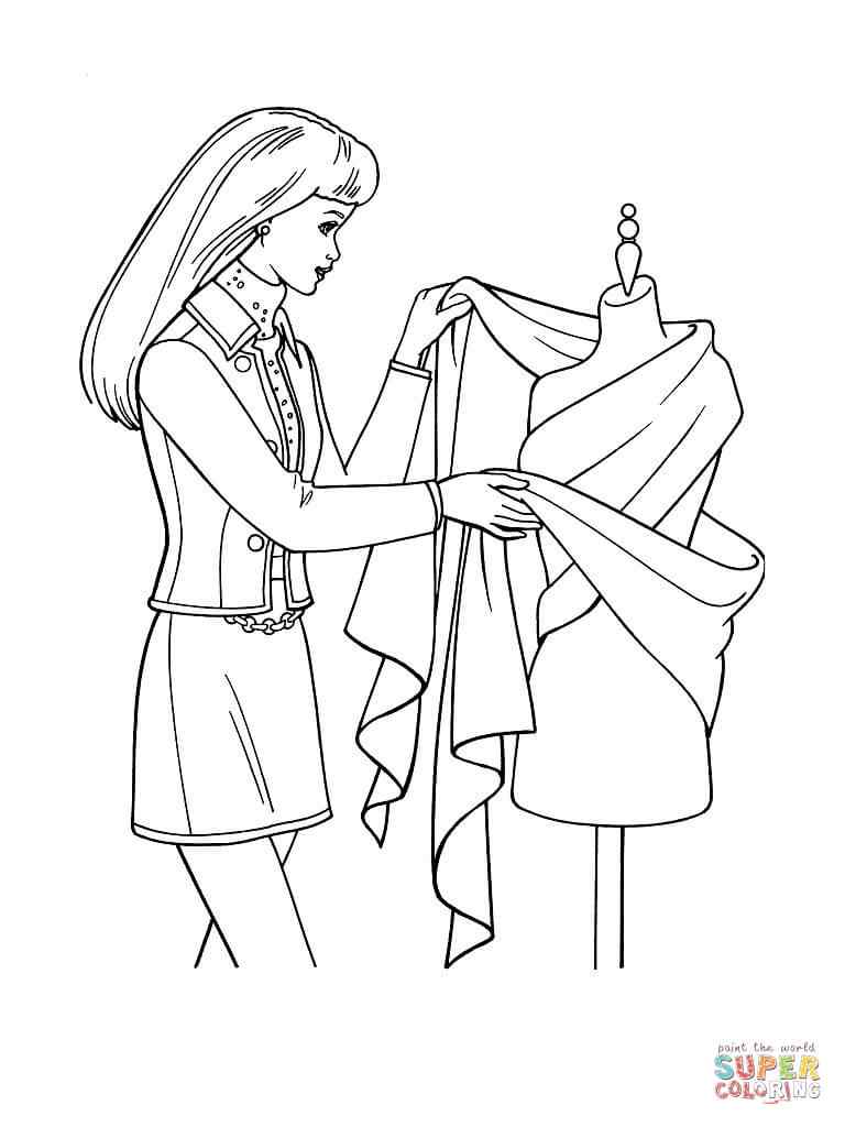 Designing Dress For Girl Coloring Page