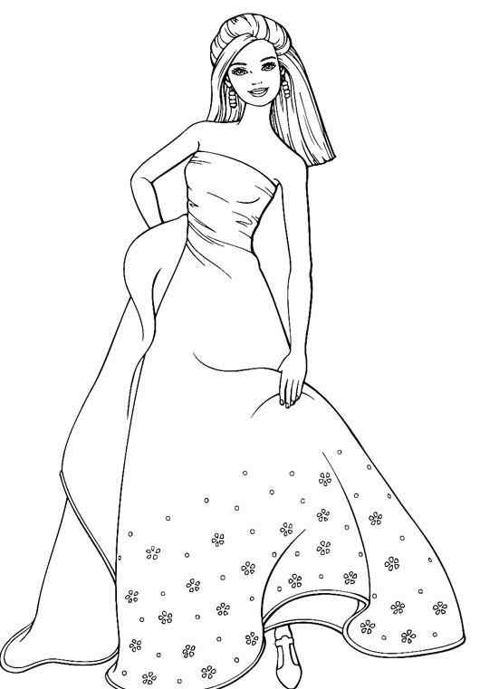 Dress For Princess Barbie Coloring Page