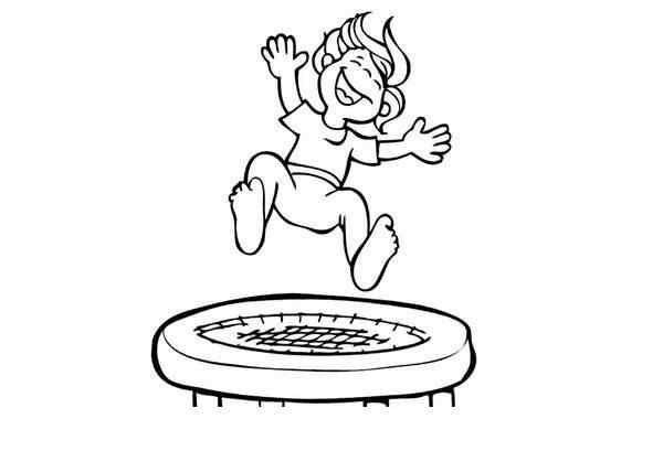 Gymnastics Kids Playing Trampoline Coloring Page