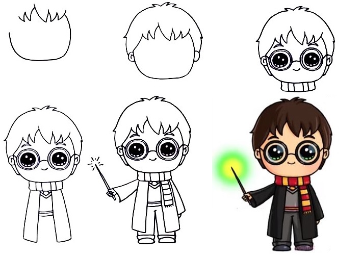 6 Easy Steps To Create Harry Potter Drawing - How To Draw Harry Potter