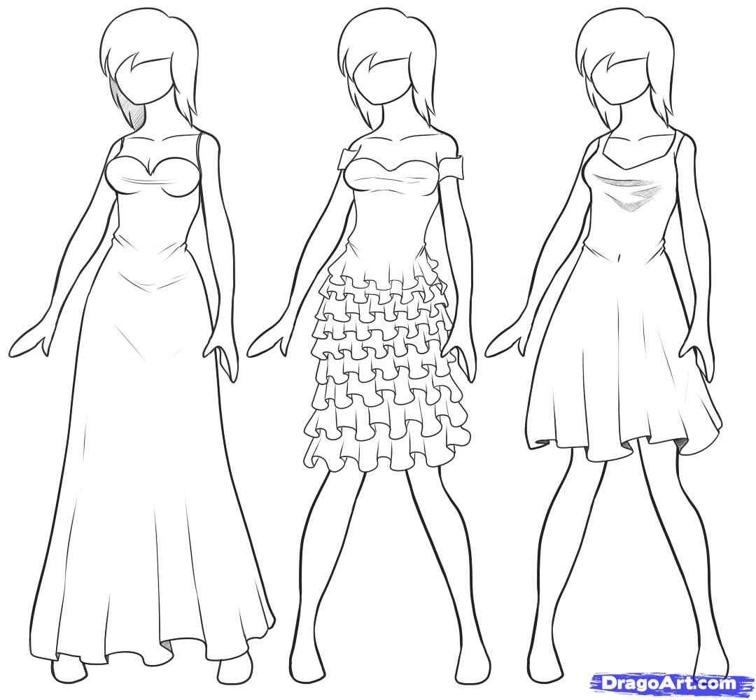 How to Draw Dress Step By Step Coloring Page