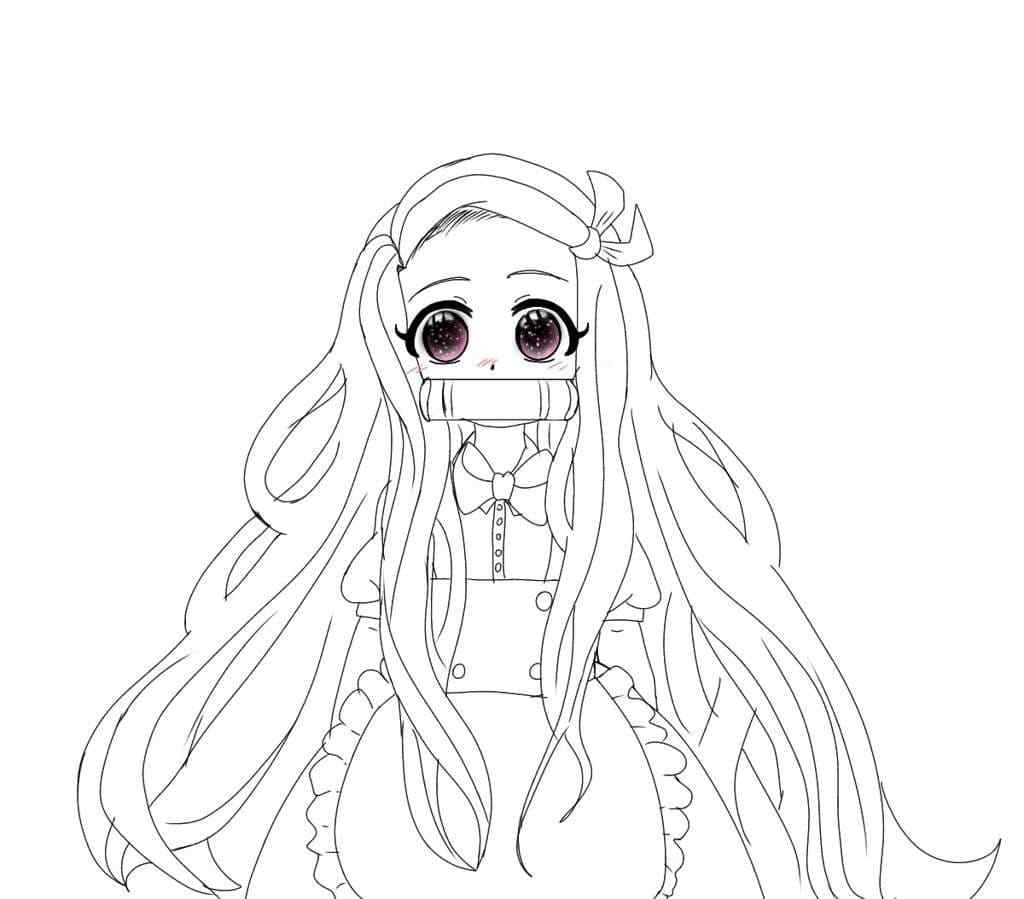 Long Black Hair And Nezuko Coloring Pages   Coloring Cool