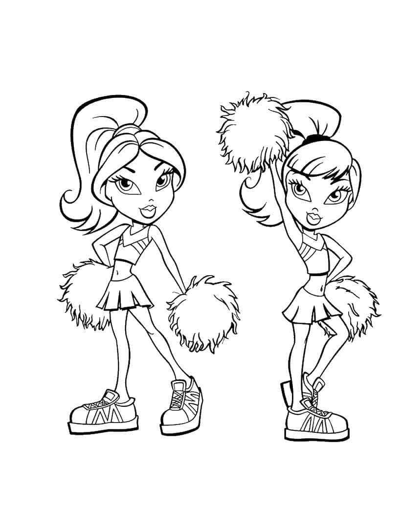 Pompom Cheerleader Dolls Coloring Page