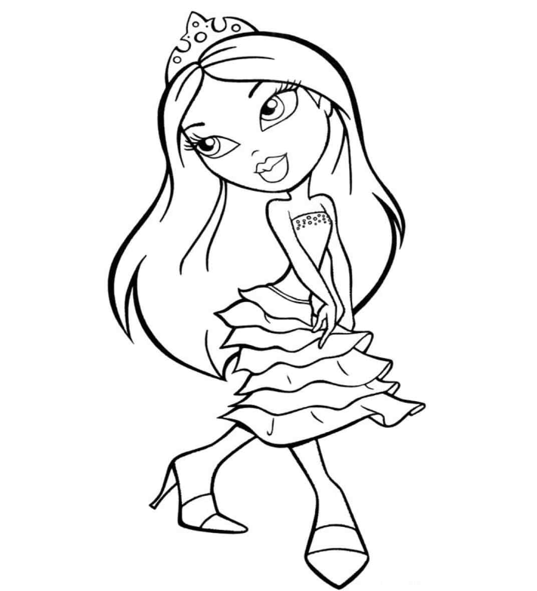 Princess With A Crown On Her Head Coloring Page