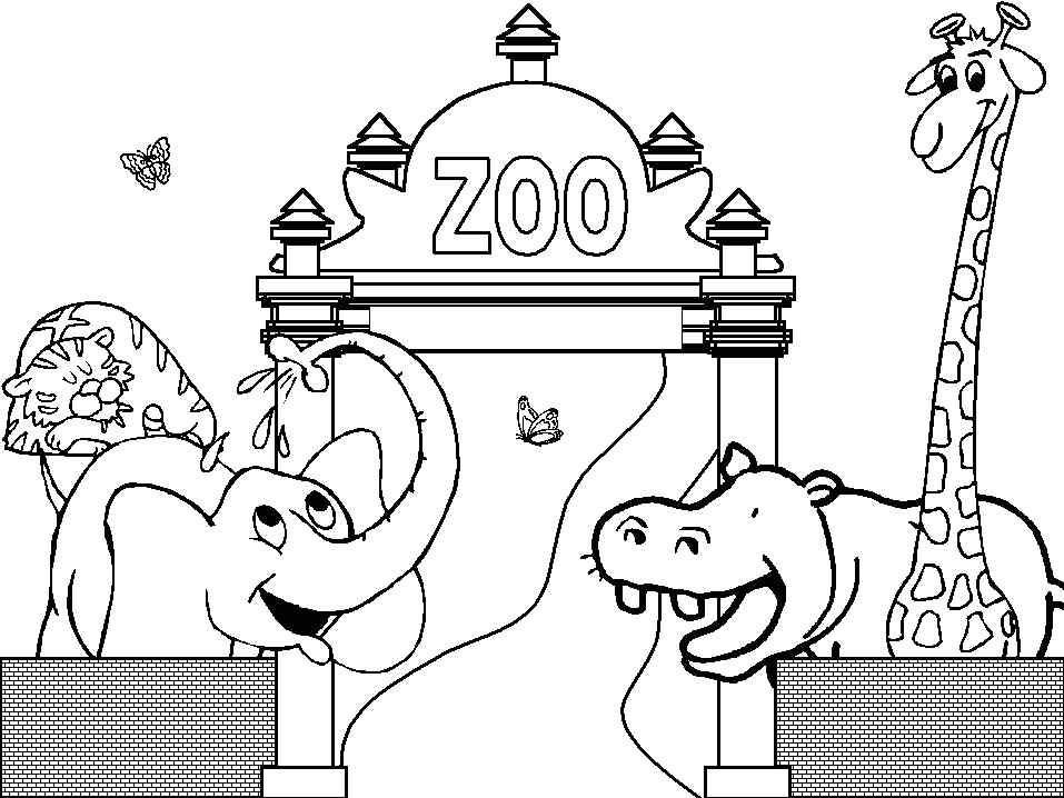 Elephant And Hippo In Zoo