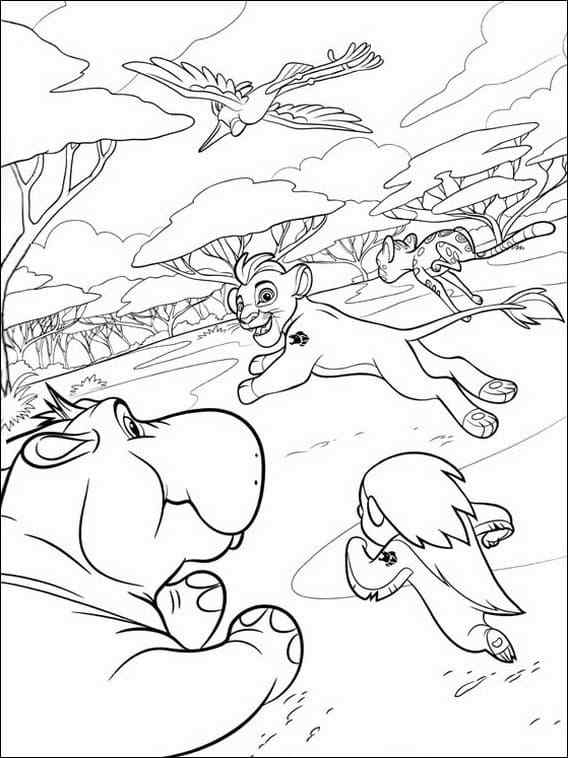 Savannah Heroes Play Catch-up Coloring Page