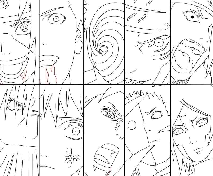 Shinobi Group Coloring Page