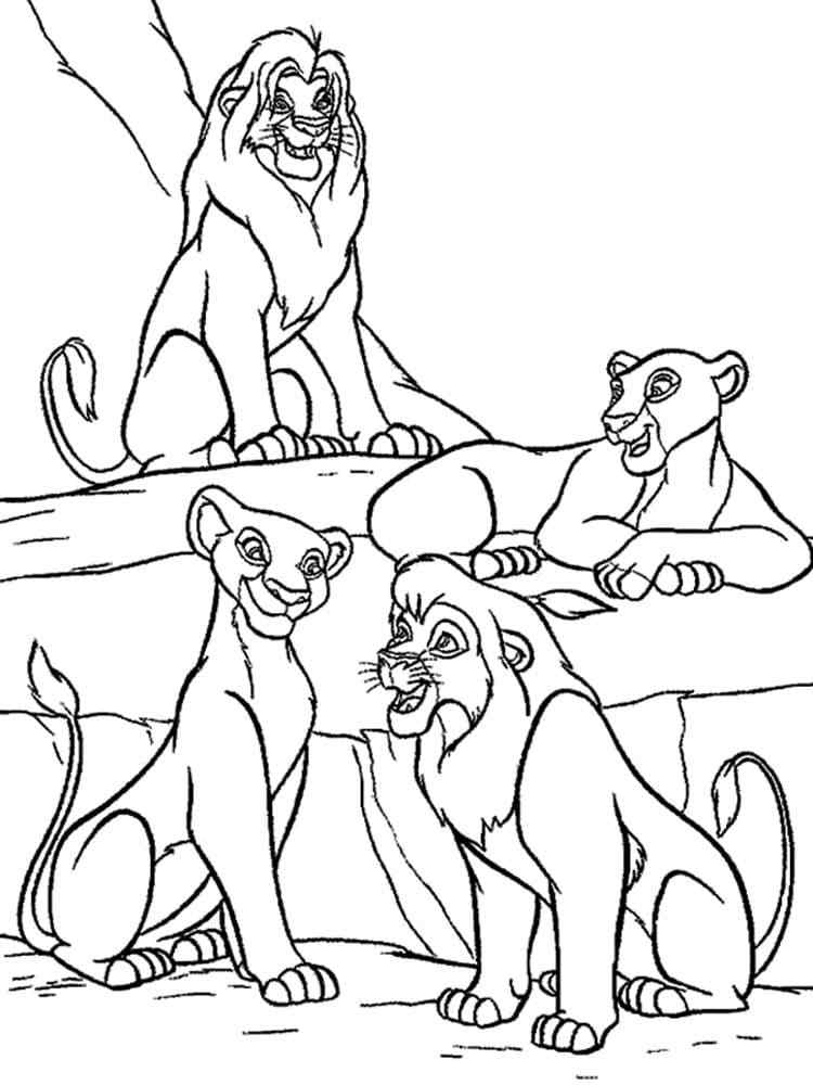 Simba And Nala’s Lion Flirting Coloring Page