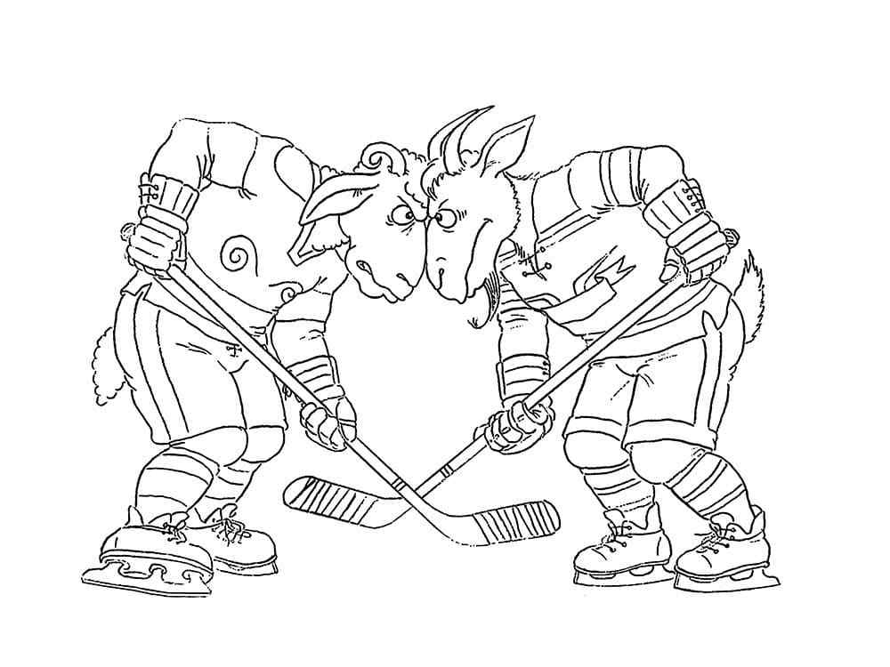 Stubborn Rams Play On Ice Coloring Page
