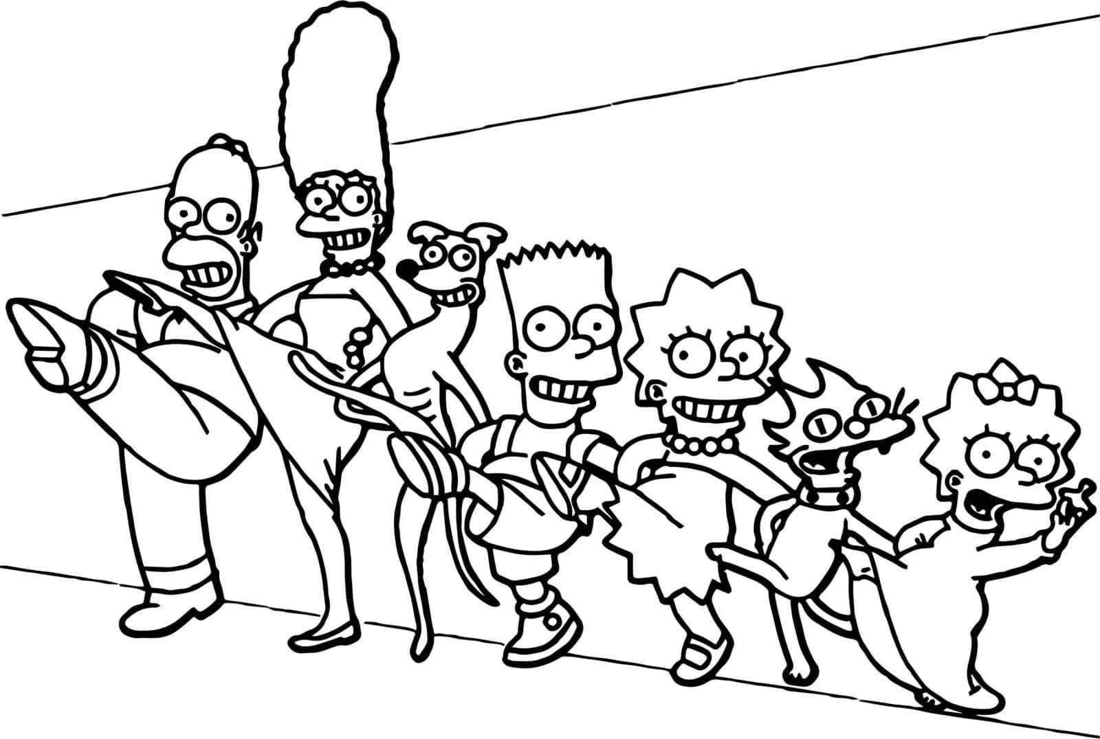 The Dancing Simpsons Family Coloring Page