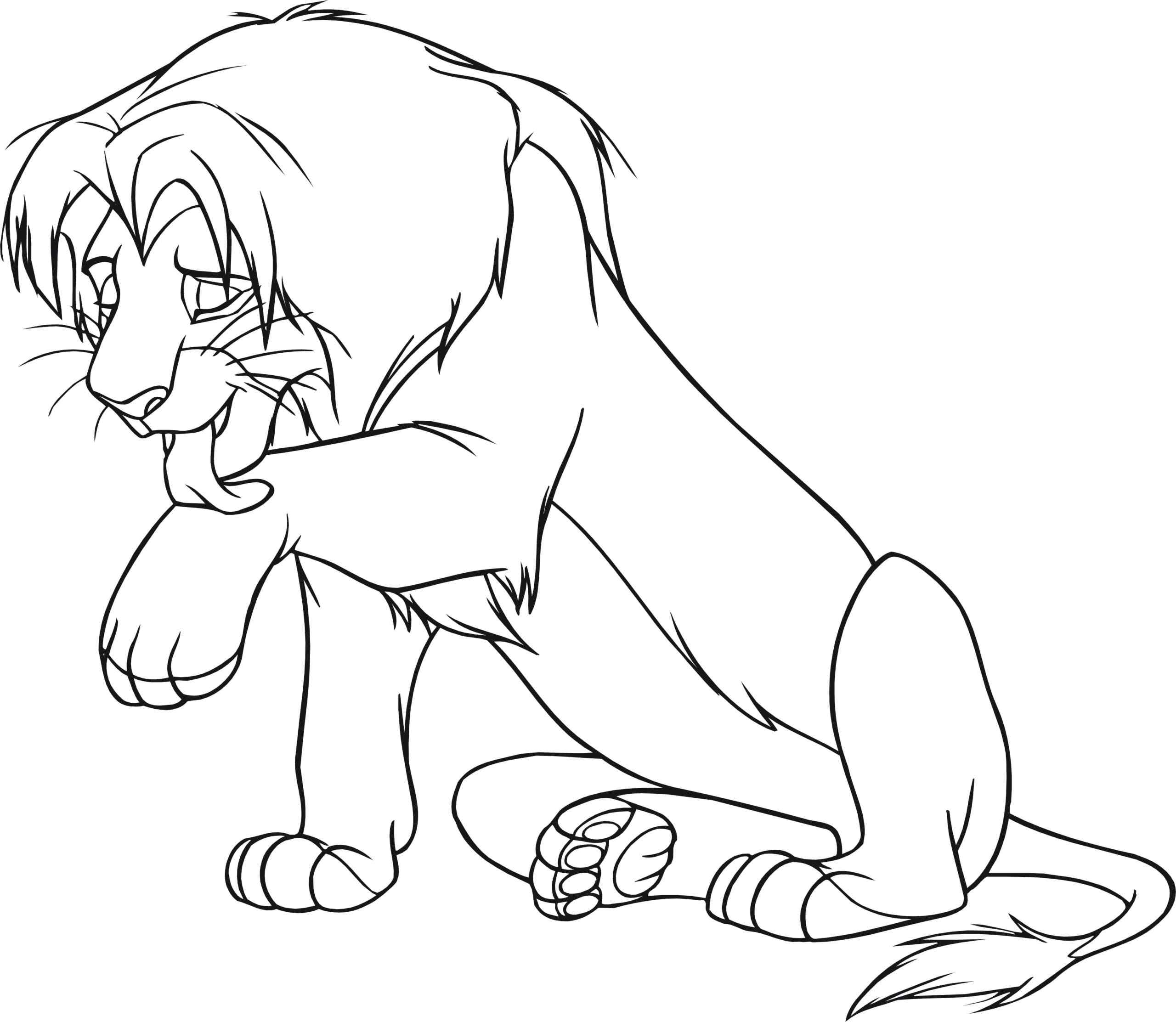 The Lion King Miba Is Washing His Face Coloring Page