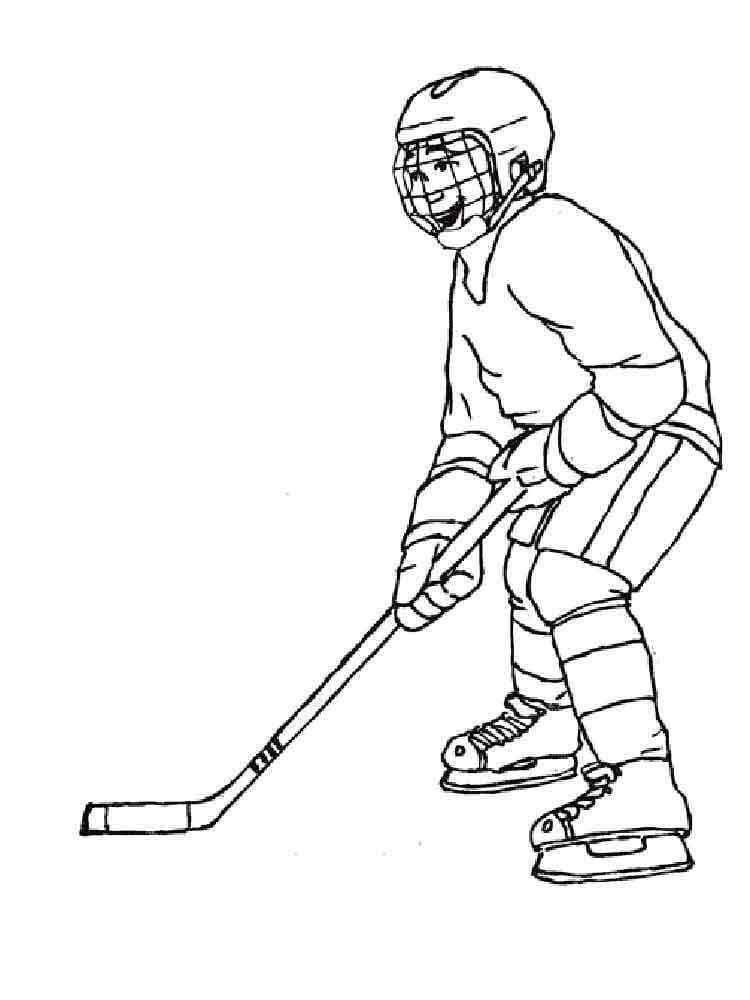 The Boy Is Waiting For The Puck Coloring Page