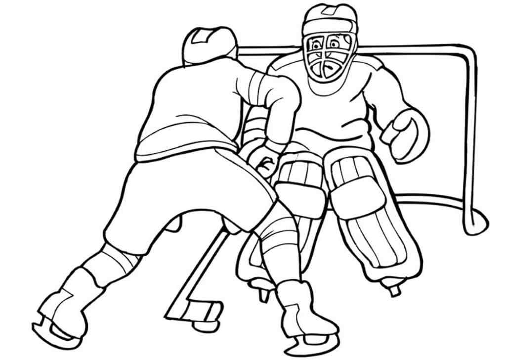 The Goalkeeper Catch The Puck Coloring Page