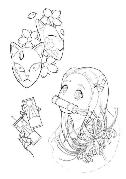 Nezuko For Kid Coloring Page