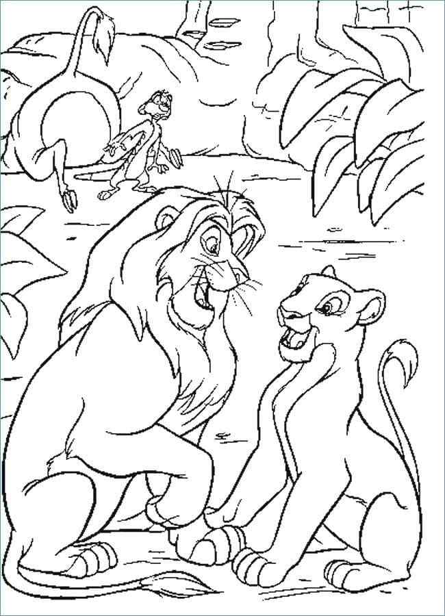 Timon And Pumbaa Watch The Lions In Love Coloring Page