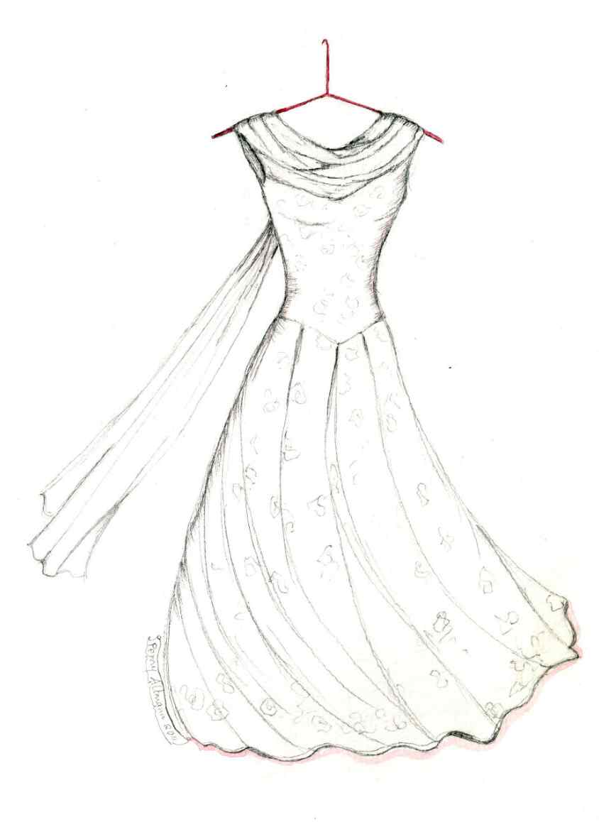 Wedding Dress Drawings Coloring Page