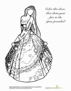 Wedding Dress For Prom Coloring Page