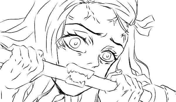 Nezuko Became A Demon Coloring Page