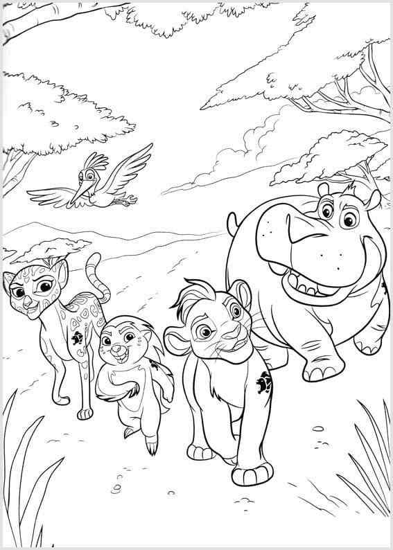 Whole Lion Guard Gang Coloring Page