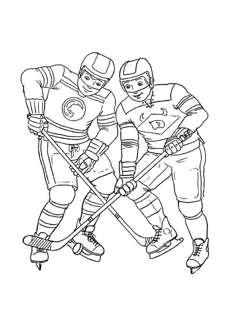 Young Boys Playing Hockey Coloring Page