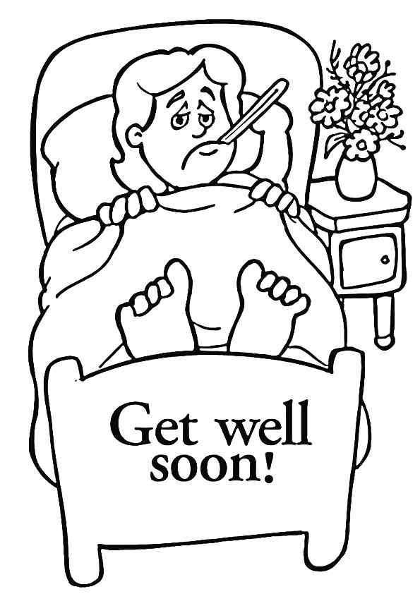 A Boy In Bed Coloring Page