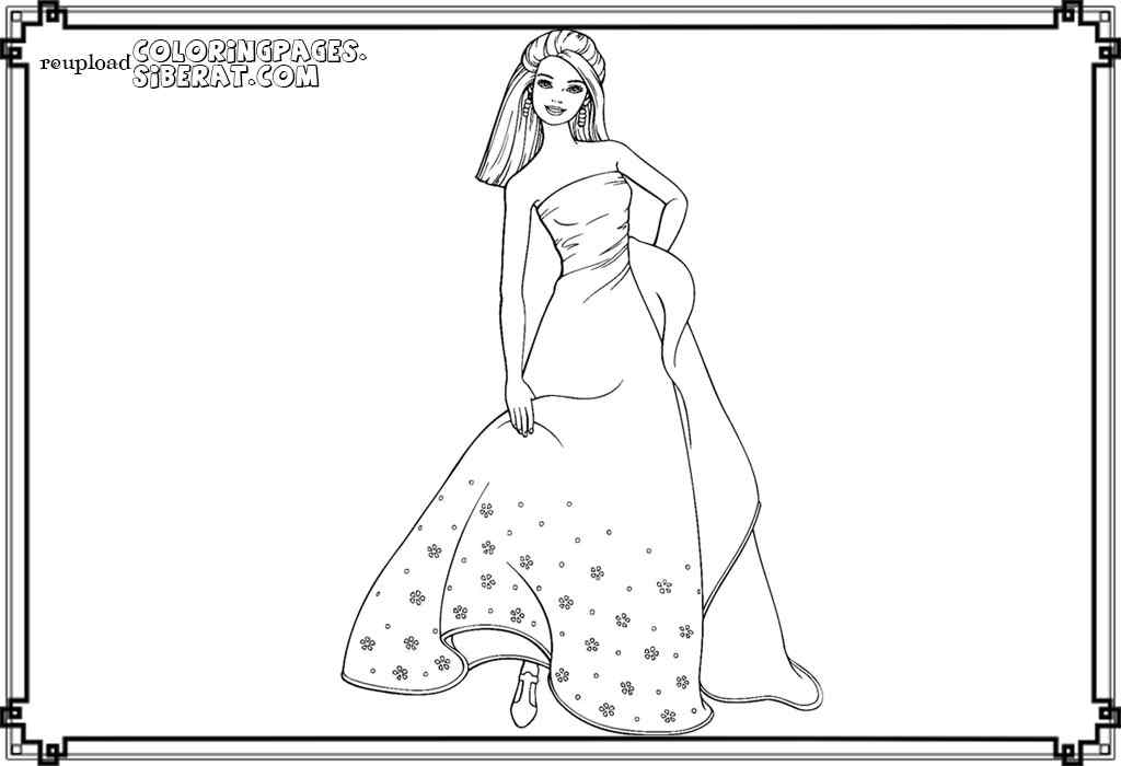 New Nice Dress For Princess Barbie Coloring Page