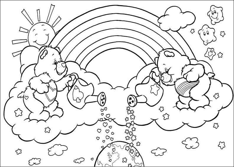 Watering Bear Coloring Page