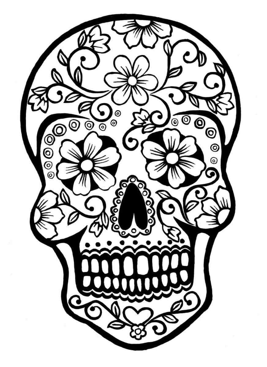 Girlish Skull With Flowers In The Eyes