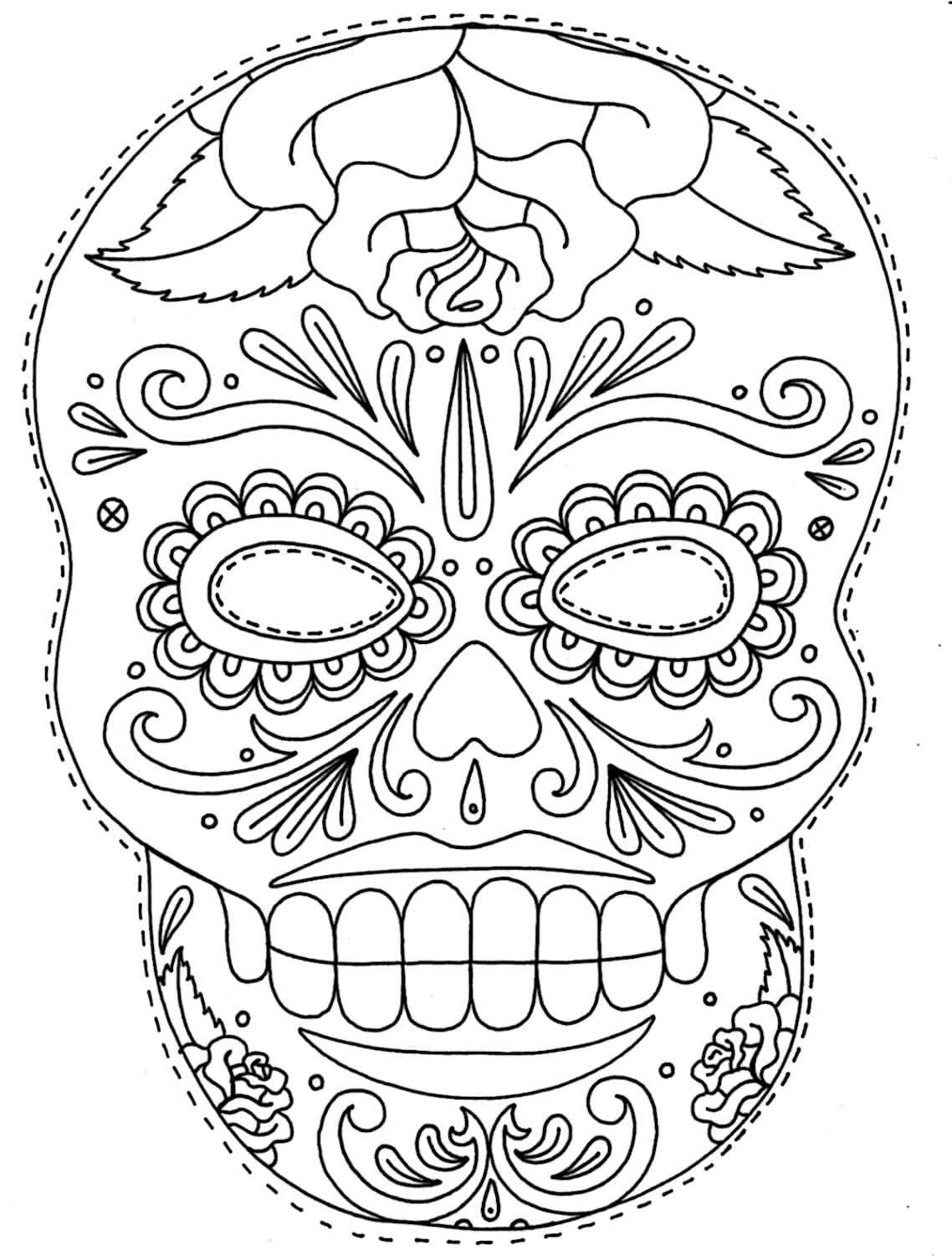 Painted Ornament On The Skull Coloring Page