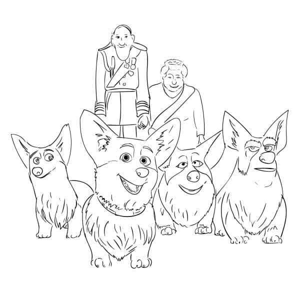 Royal Dogs Accompany The Owners Coloring Page