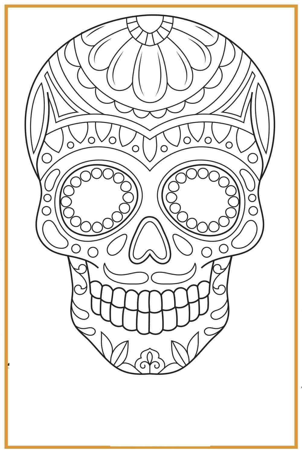 Traditional Skull For The Day Of Dead Coloring Page
