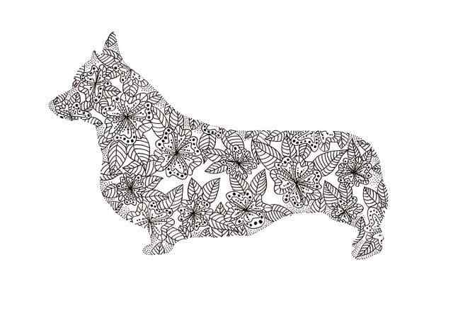 Welsh Corgi For Stress Relief Coloring Page