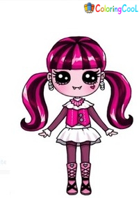 How To Draw Draculaura, A Monster High – The Details Instructions Coloring Page